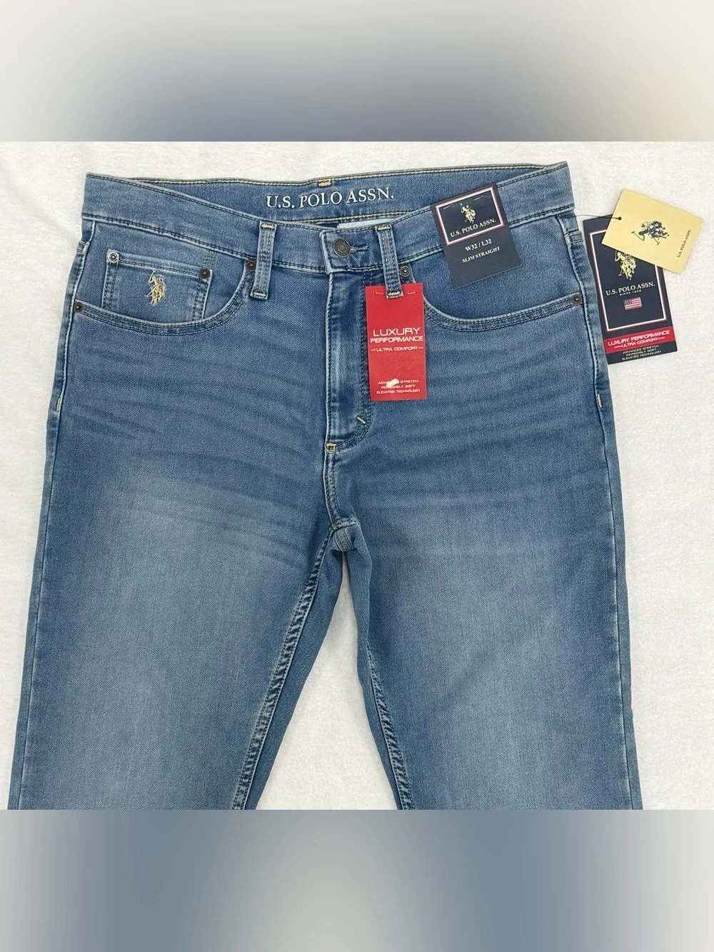 NWT Men’s U.S. Polo Assn Slim Straight Jeans 32x32 Blue Luxury Performance
